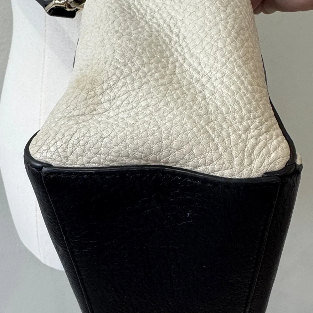 Kate Spade New York Black & White Leather Crossbody / Top Handle Bag - Picture 9 of 10
